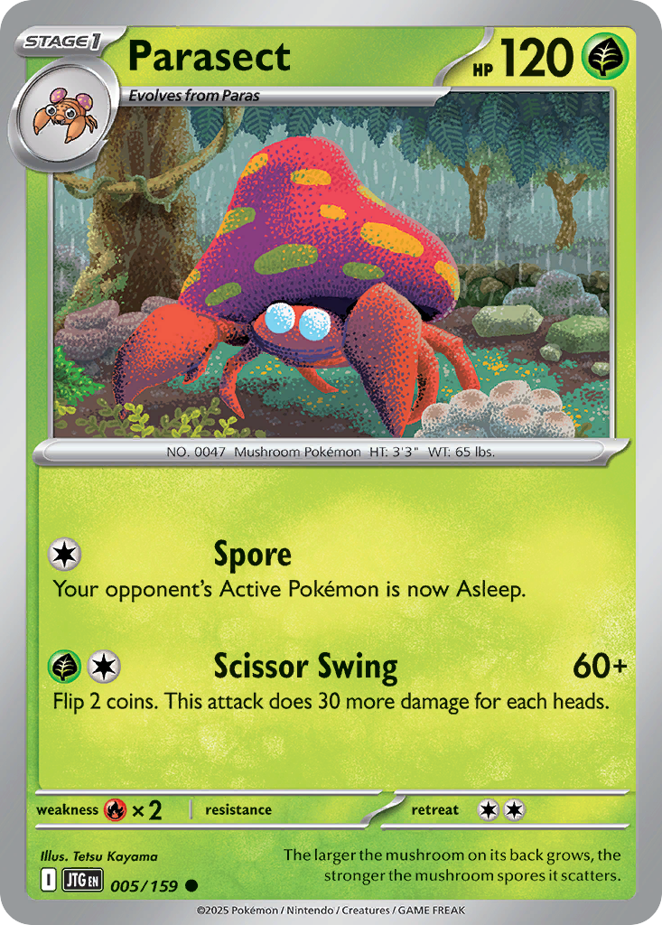 Parasect Journey Together #5 Pokemon Near Mint