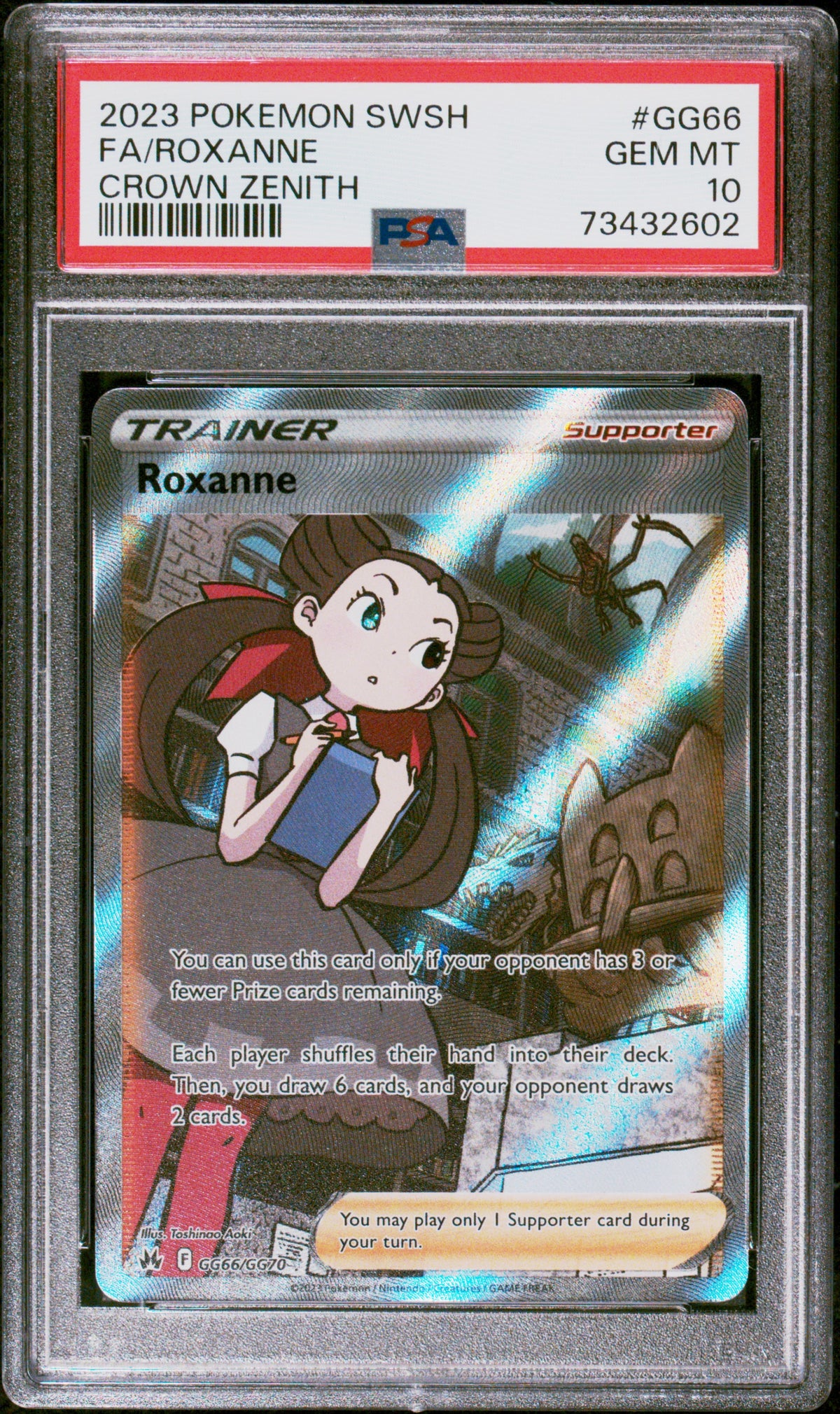 2023 POKEMON SWORD & SHIELD CROWN ZENITH #GG66 FULL ART/ROXANNE PSA 10