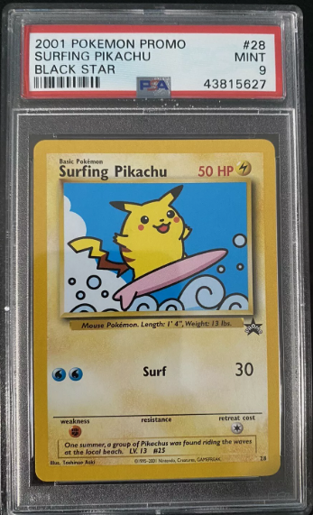 2001 Promo Surfing Pikachu Black Star PSA 9