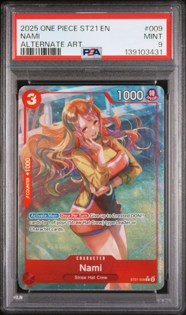 2025 ONE PIECE STARTER DECK ST21-EX GEAR 5 #009 NAMI ALTERNATE ART PSA 9